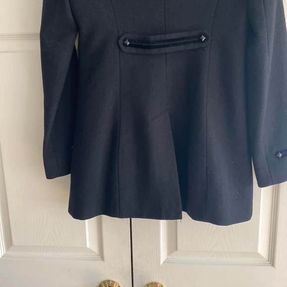 BLACK WOOL GUESS COAT MILITARY STYLE FRONT BEAUTIFUL! - Picture 5 of 6